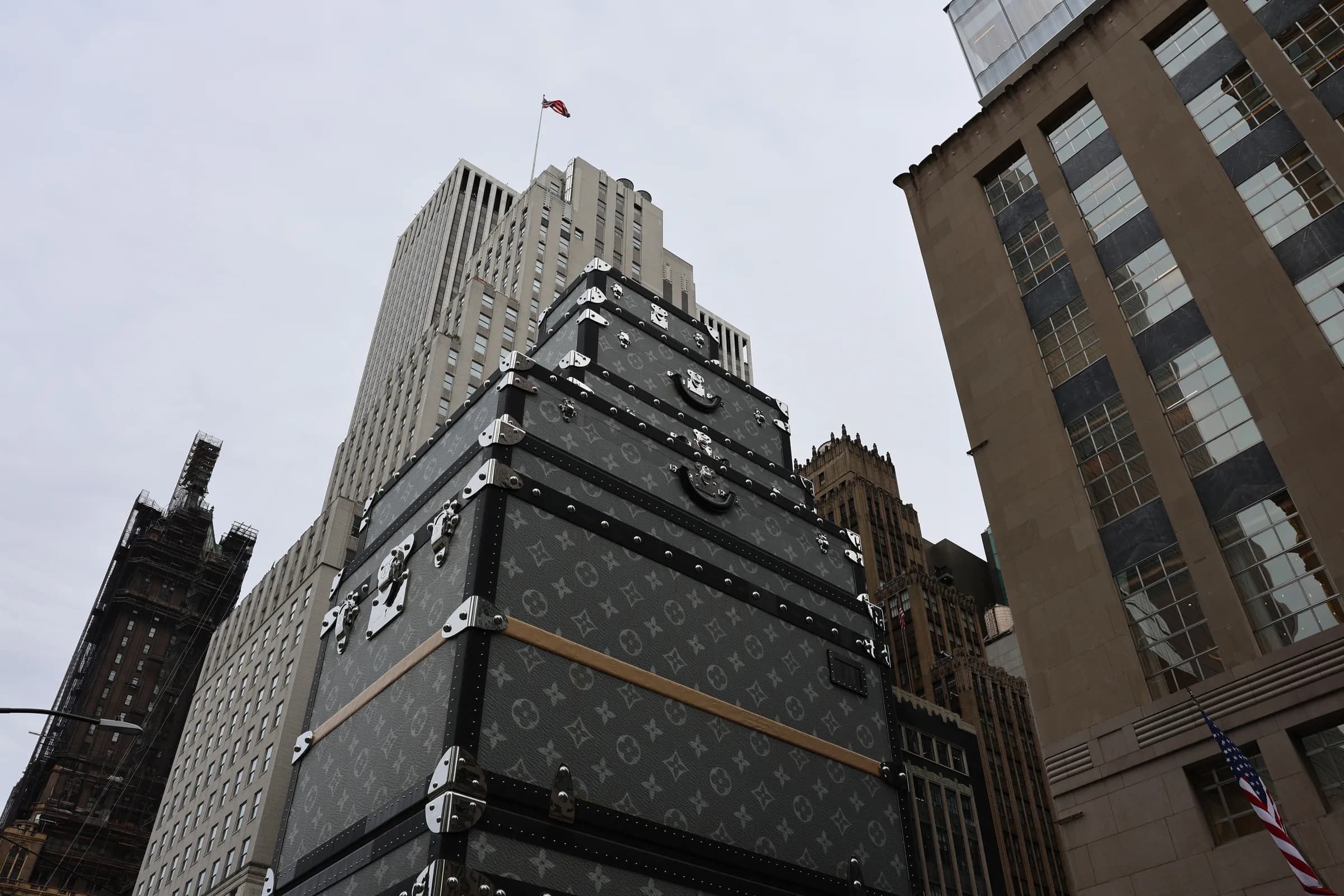 Classic building facade photographed from below